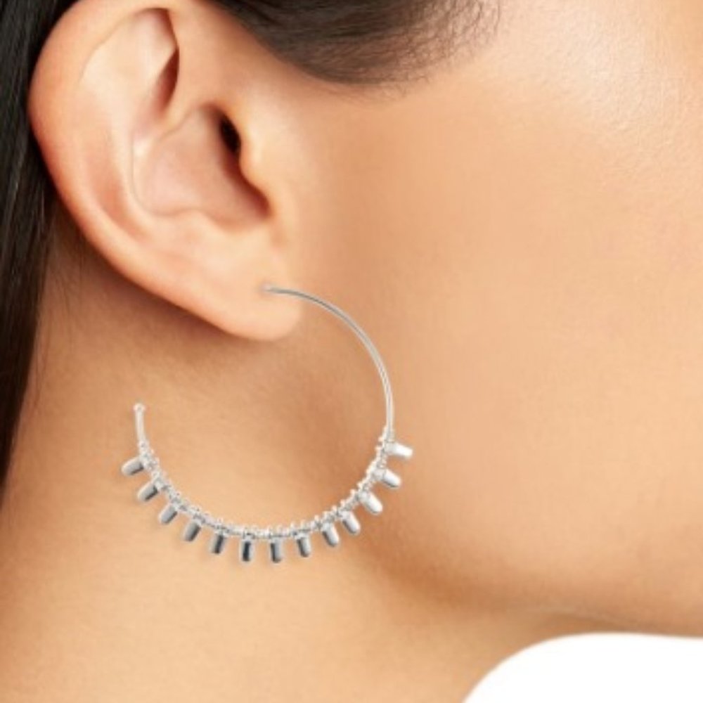 Stella & Dot Silver Petal Hoop Earrings